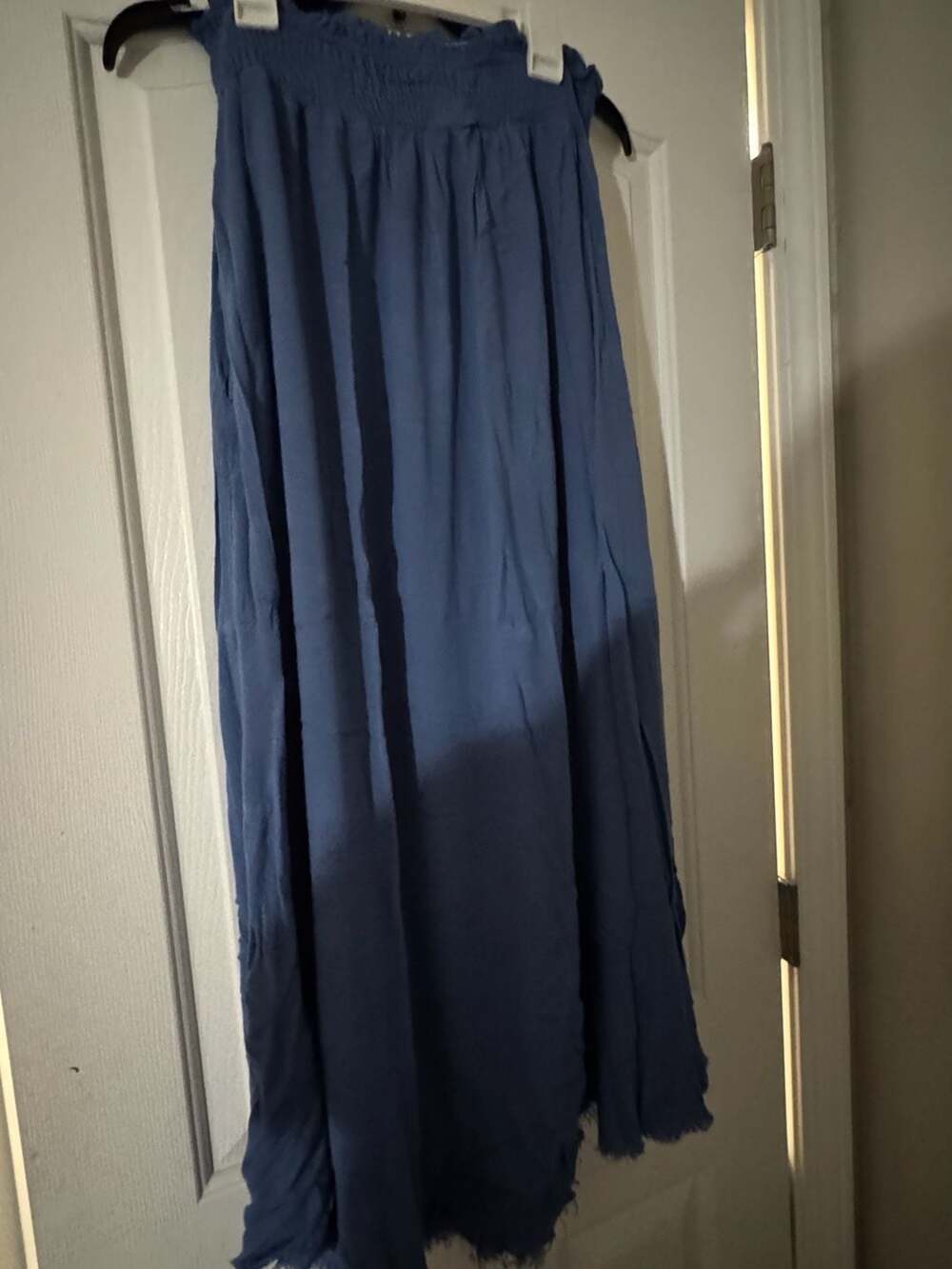 La miel Blue Smocked Waist Maxi Skirt